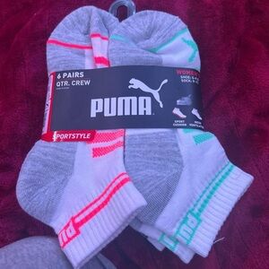 Puma Men's Athletic Crew Socks - Gray, White, and Green
